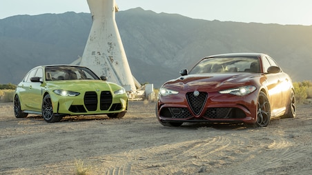 2021 BMW M3 Competition vs. Alfa Romeo Giulia Quadrifoglio Comparison Test: Four-Door Fire